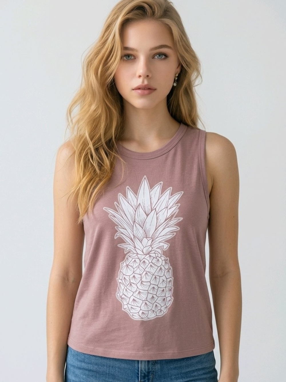 Women's Mauve Pineapple Graphic Tank Top
